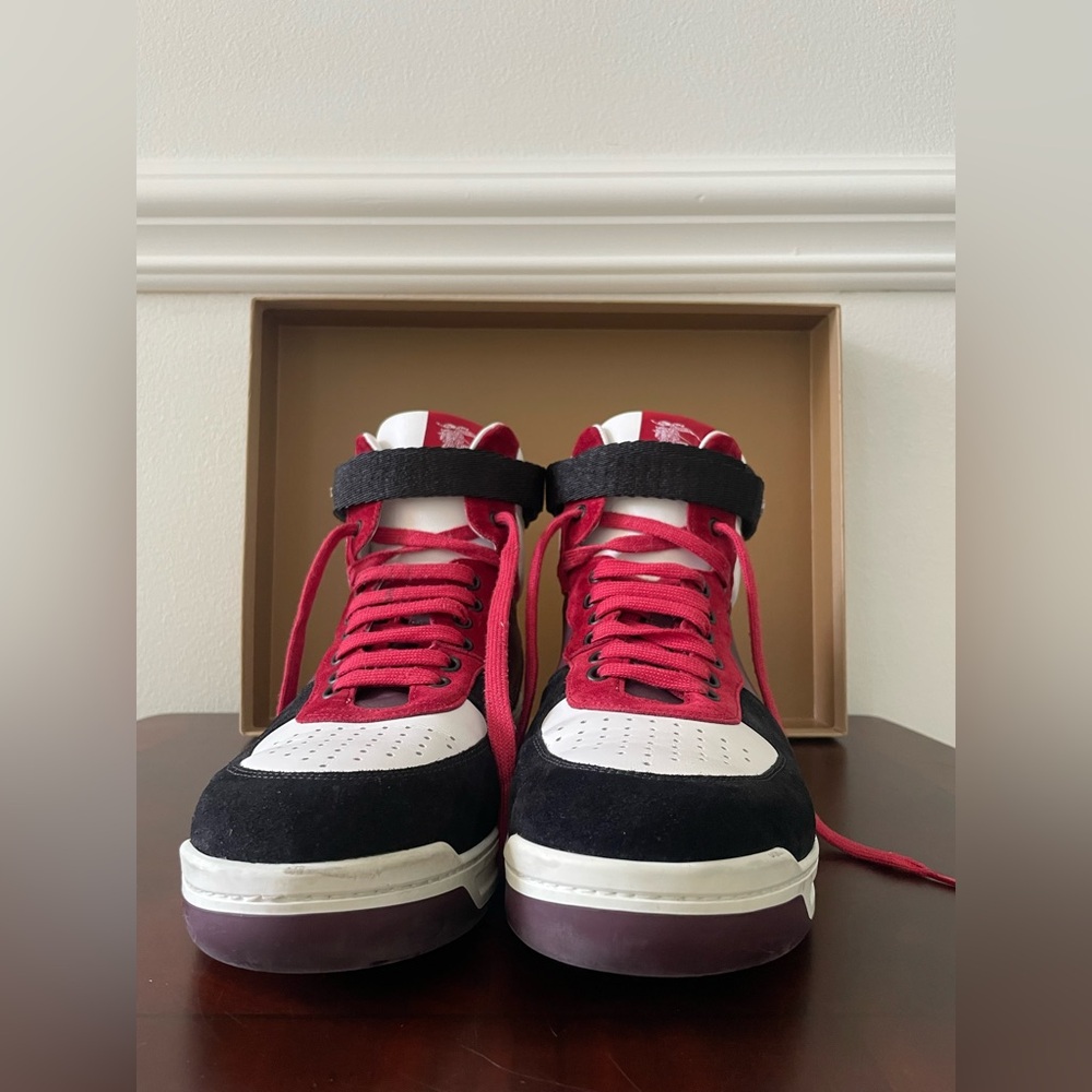 Burberry Multicolor Leather and Suede Dennis High Top Sneaker - Picture 6 of 13